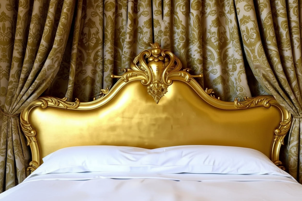 Royal Golden  – Grand French Canopy Bed in Solid Wood