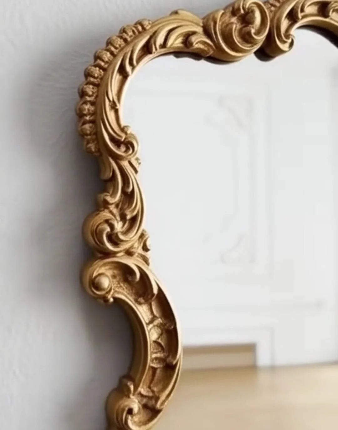 French Provincial Hand-Carved Wooden Wall Mirror | Luxury Antique Gold Decorative Mirror for Living Room & Bedroom