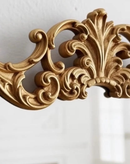 French Provincial Hand-Carved Wooden Wall Mirror | Luxury Antique Gold Decorative Mirror for Living Room & Bedroom