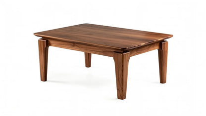 Rectangular walnut wood coffee table with modern tapered legs – Scandinavian mid-century style